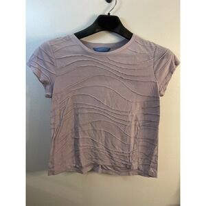 Simply Vera Vera Wang Lavender Textured Wave Short Sleeve Top Petite Large PL